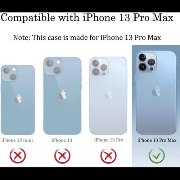 Case for iPhone 13 Pro Max Wallet Case, Premium PU Leather Holder Magnetic - Picture 2 of 6